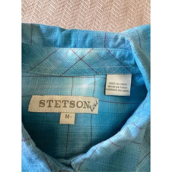 Women’s Stetson Turquoise Plaid Snap Front Shirt M - Picture 10 of 10